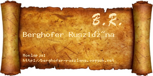 Berghofer Ruszlána névjegykártya
